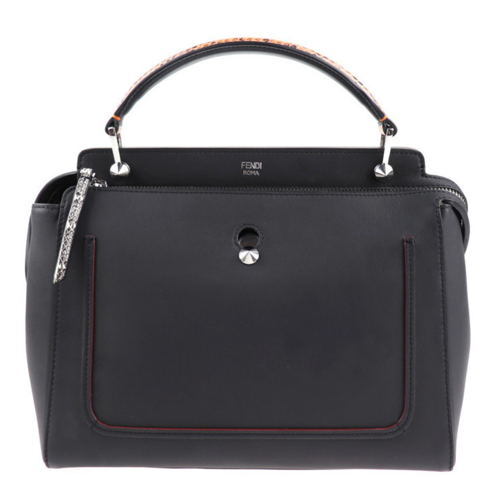 Fendi Handbag Leather Python Black Orange - image 1